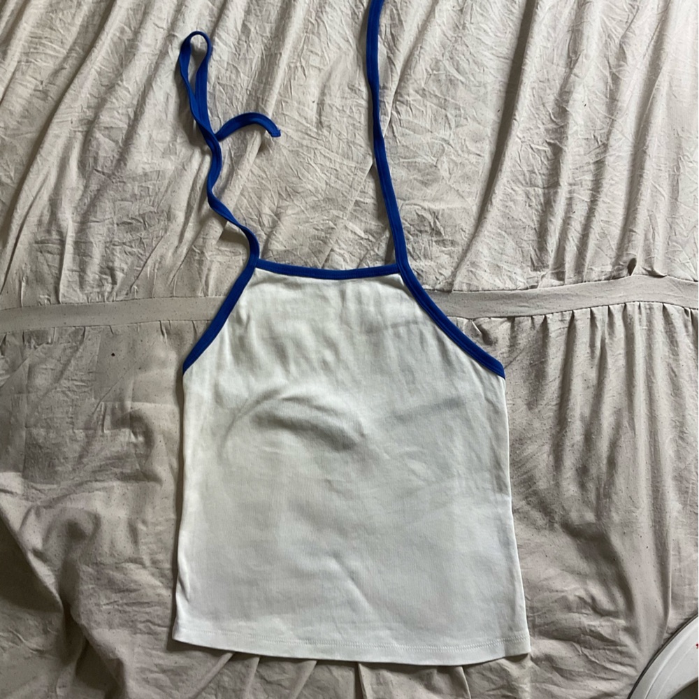 Blue & White Trim Halter Top | Forever 21